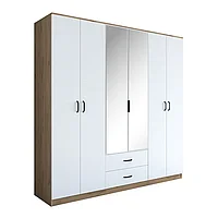 Dulap cu oglindă Warko pakoworld melaminat alb de nuc 210x51,5x210cm