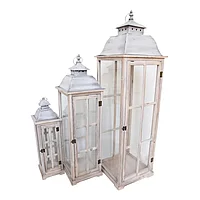 Lantern Columi Inart set de 3 aluminiu in nuanta Naturala