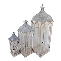 Lantern Danny Inart set de 3 aluminiu in nuanta Naturala