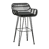 Scaun de bar Naoki pakoworld cu perna pe picior negru-metal negru 52x50x90cm