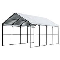 Copertina auto carport, 3.6x6x3.15 m, cadru si acoperis otel galvanizat, prelata laterala, 10 coloane