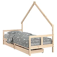 Cadru pat copii cu sertare, 80x200 cm, lemn masiv de pin