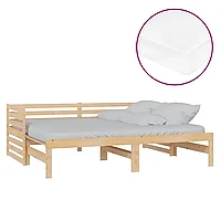 Pat extensibil de zi, 2x(90x200) cm, lemn masiv de pin