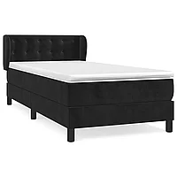 Pat box spring cu saltea, negru, 100x200 cm, catifea