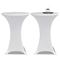 Husă de masă cu picior Ø70 cm, 4 buc., alb, elastic