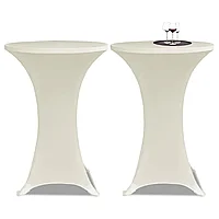 Husă de masă cu picior, 4 buc., crem, Ø60 cm, elastic