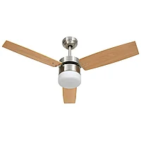 Ventilator tavan cu iluminare/telecomandă, maro deschis, 108 cm