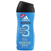 Gel de dus 3 in 1 adidas After Sport pentru corp, par si fata, Barbati, 250 ml