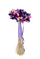 Buchet din plante uscate, mov-roz-crem