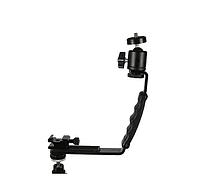 L-Shape Arm Bracket Holder with cold shoe adapter and 1/4" thread tripod ball head YA5006 - Suport mana forma