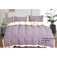 Lenjerie Cocolino Cu Blanita Pentru Pat Dublu, 4 piese, Lila- LJ1004