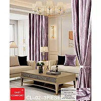 Draperie Din Catifea 150 x 245 Lila Cu Model CADOU Fata De Perna Si Accesoriu Magnetic Draperie- DRS1012