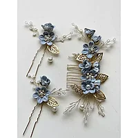 Accesorii de Par cu Strasuri, Pieptene & Agrafe 8-14cm, Aurie - 07118
