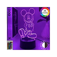 Lampa Decorativa 3D - Mickey Mouse, 16 Culori cu Telecomanda - 9.8x20.2cm - 27386