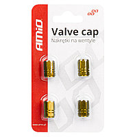 Set 4 capace Amio din aluminiu pentru ventil model hexagon galben