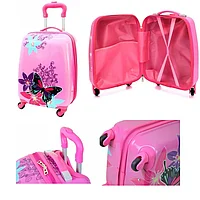 Troler ABS cabina copii model Butterfly, Maner Telescopic Reglabil, 46 cm x 30 cm x 20 cm, Greutate 1, 8 kg
