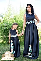 Set rochii lungi mamă+fiica cu pliuri