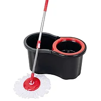 Set curatenie cu mop rotativ 360 si galeata, capacitate 16L, Negru Rosu