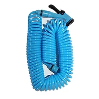 Furtun extensibil de gradina cu pistol si conectori, pentru gazon, 15 m, Albastru Negru, 4 functii