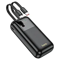 Baterie Hoco Q25, Powerbank 10.000mAh, Cabluri integrate Type-C + Lightning, Negru