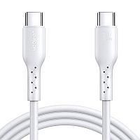 Cablu pentru incarcare si transfer de date Joyroom Flash SA26-CC3, USB-C la USB-C, 60W, 3A, 480 Mbps, 1 m, Alb