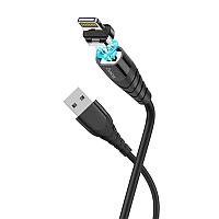 Cablu de Incarcare Magnetic USB-A la Lightning 12W, 2.4A, 1.2m, Hoco Racer (X63), Black