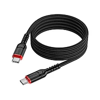Cablu Date Si Incarcare Hoco Usb-C La Usb-C, Power Delivery 60W, X59 Victory, Lungime 1m, Textil, Negru