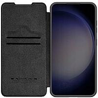 Husa tip carte pentru Samsung Galaxy S24, Nillkin, Piele ecologica, 2 Buzunare carduri, Negru