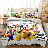 Lenjerie pat dublu finet 6 piese, cu Super Mario Party