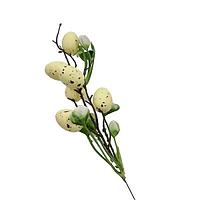 Ramura decorativa de Paste cu oua galben deschis si floricele albe 30 cm