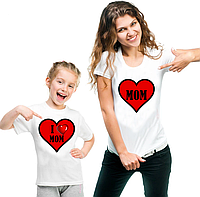 Tricouri personalizate mama si fiica - I love Mom