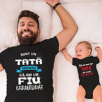 Set tricou si body personalizat - Mandru ca am un fiu extraordinar