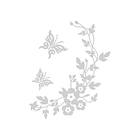 Sticker decorativ 3D cu Flori si fluturasi, 28cm x 34 cm, culoare alb