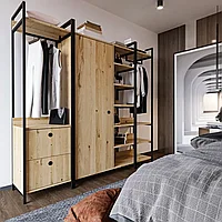 Dulap modern stil industrial culoare stejar Okan - L600