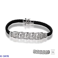 Bratara de Piele cu Pietre Zirconiu 925