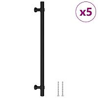 Mânere De Dulap, 5 Buc., Negru, 224 Mm, Oțel Inoxidabil