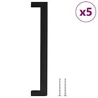 Mânere De Dulap, 5 Buc., Negru, 224 Mm, Oțel Inoxidabil