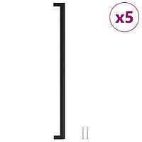 Mânere De Dulap, 5 Buc., Negru, 480 Mm, Oțel Inoxidabil