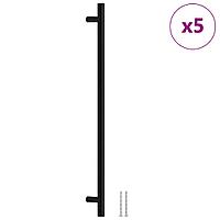 Mânere De Dulap, 5 Buc., Negru, 480 Mm, Oțel Inoxidabil