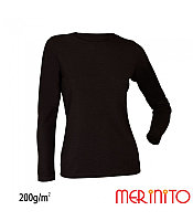 Bluza dama de corp 100% lana merinos XS, Negru