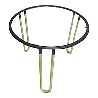 Masa dining/bucatarie, rotunda, metalic, blat Sticla securizata, 84 x 74 cm, negru auriu