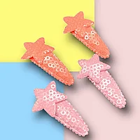 Set 4 agrafe Stars roz - coral
