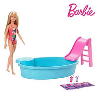 Set Papusa Barbie cu Piscina Exotica si accesorii Mattel +3 ani