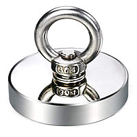Magnet neodim oală D 75 mm cârlig inelar - fishing / pescuit - subtire