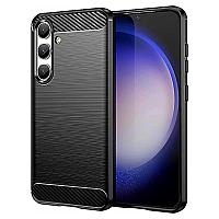 Husa de Silicon TPU Compatibila cu Samsung Galaxy S24, Carbon Fiber Design, Ultra Protect, Anti-Soc / Negru