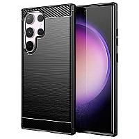 Husa de Silicon TPU Compatibila cu Samsung Galaxy S24 Ultra, Carbon Fiber Design, Ultra Protect, Anti-Soc /