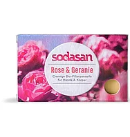 Sapun bio cu trandafiri si geranium, 100g Sodasan