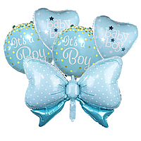 Set 5 baloane folie, 45cm - 80cm, it's a boy - baby boy, albastru, Ropet