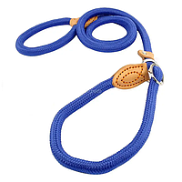 Lesa cordelina pentru caini, cu opritor, anti-tragere 8mm x 1.7m, Albastru, Ropet
