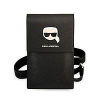 Husa-Geanta Karl Lagerfeld universala 6.1', pentru telefon, negru -metal